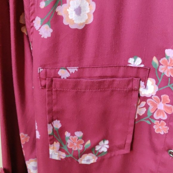 NWT BILLY T Tunic Top Lyocell Raspberry Floral Long Sleeves M - Picture 3 of 8